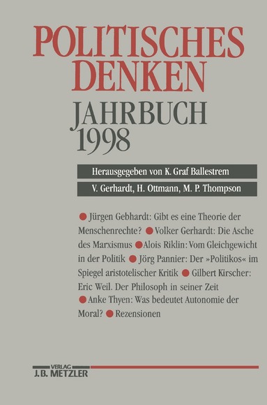 "Deutschen Gesellschaft zur Erforschung der Politischen Bildung", Karl Graf Ballestrem, Volker Gerhardt, Henning Ottmann, Martyn P. Thompson - Politisches Denken. Jahrbuch 1998, Inbunden