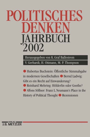 "Deutschen Gesellschaft zur Erforschung der Politischen Bildung", Karl Graf Ballestrem, Volker Gerhardt, Henning Ottmann, Martyn P. Thompson - Politisches Denken. Jahrbuch 2002, Inbunden