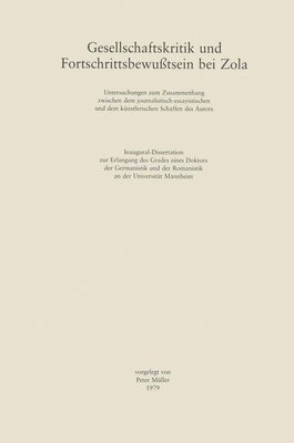 Gesellschaftskritik und Fortschrittsbewußtsein bei Zola