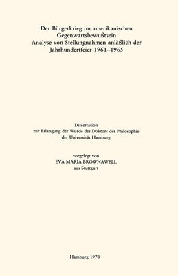 bokomslag Der Brgerkrieg im amerikanischen Gegenwartsbewutsein