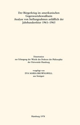 bokomslag Der Bürgerkrieg im amerikanischen Gegenwartsbewußtsein