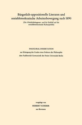 bokomslag Bürgerlich-oppositionelle Literaten und sozialdemokratische Arbeiterbewegung nach 1890