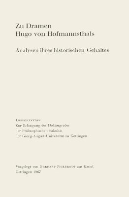 Zu Dramen Hugo von Hofmannsthals 1