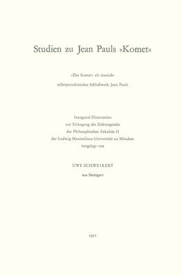 Studien zu Jean Pauls "Komet"