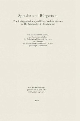 bokomslag Sprache und Bürgertum