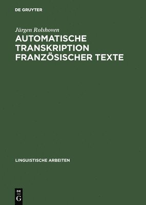 bokomslag Automatische Transkription Franzsischer Texte