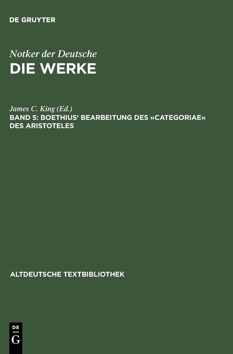 Boethius' Bearbeitung Des »Categoriae« Des Aristoteles