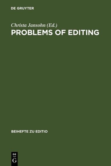 Christa Jansohn - Problems of Editing, Inbunden