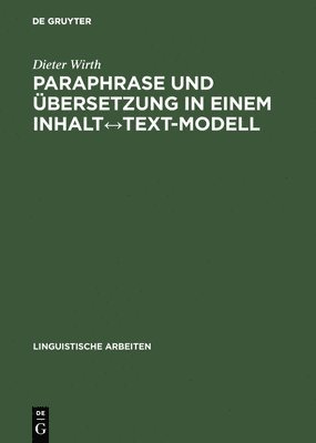 bokomslag Paraphrase und bersetzung in einem Inhalt&#8596;Text-Modell