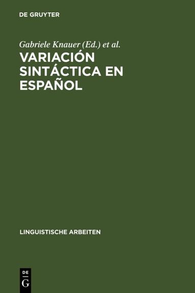 Gabriele Knauer, Valeriano Bellosta von Colbe - Variación sintáctica en español, Inbunden