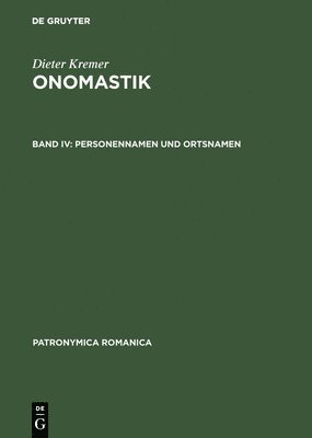 Onomastik, Band IV, Personennamen und Ortsnamen 1