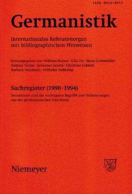 Johannes Janota, Jörg Kilian, Klaus Grubmüller - Germanistik, Sachregister (1990-1994), Inbunden