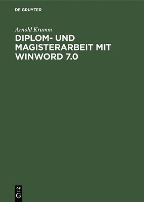 Diplom- und Magisterarbeit mit WinWord 7.0 1