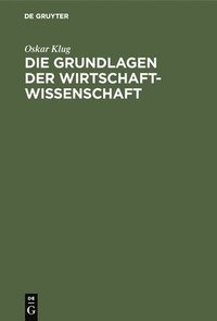 bokomslag Grundlagen der Wirtschaftwissenschaft