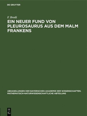 bokomslag Ein Neuer Fund Von Pleurosaurus Aus Dem Malm Frankens