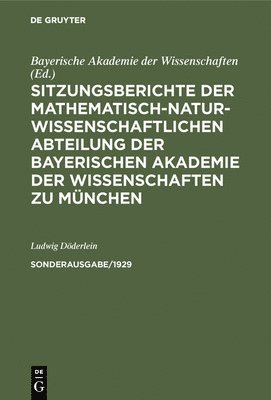 bokomslag Sitzungsberichte Der Mathematisch-Naturwissenschaftlichen Abteilung Der Bayerischen Akademie Der Wissenschaften Zu München. Sonderausg. 1/1929