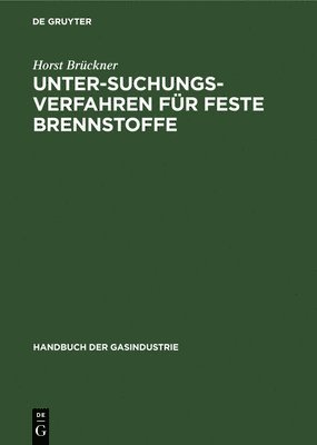 bokomslag Untersuchungsverfahren Fr Feste Brennstoffe