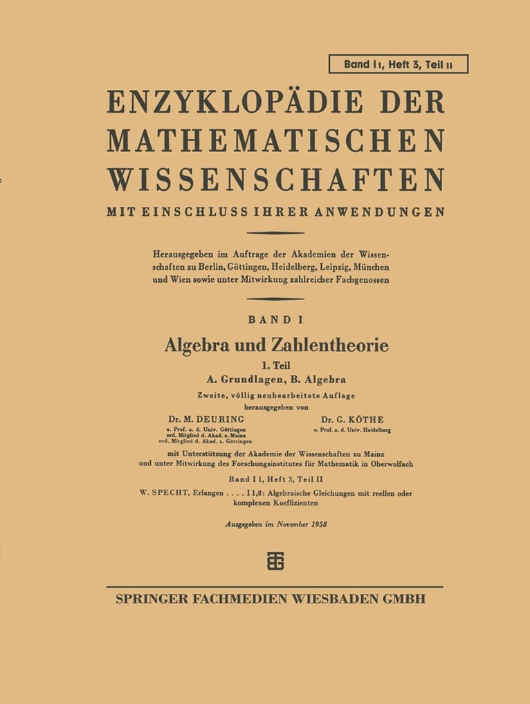 M. Deuring, G. Köthe - Algebra und Zahlentheorie, Häftad