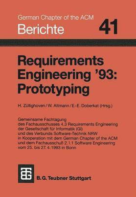 bokomslag Requirements Engineering '93: Prototyping