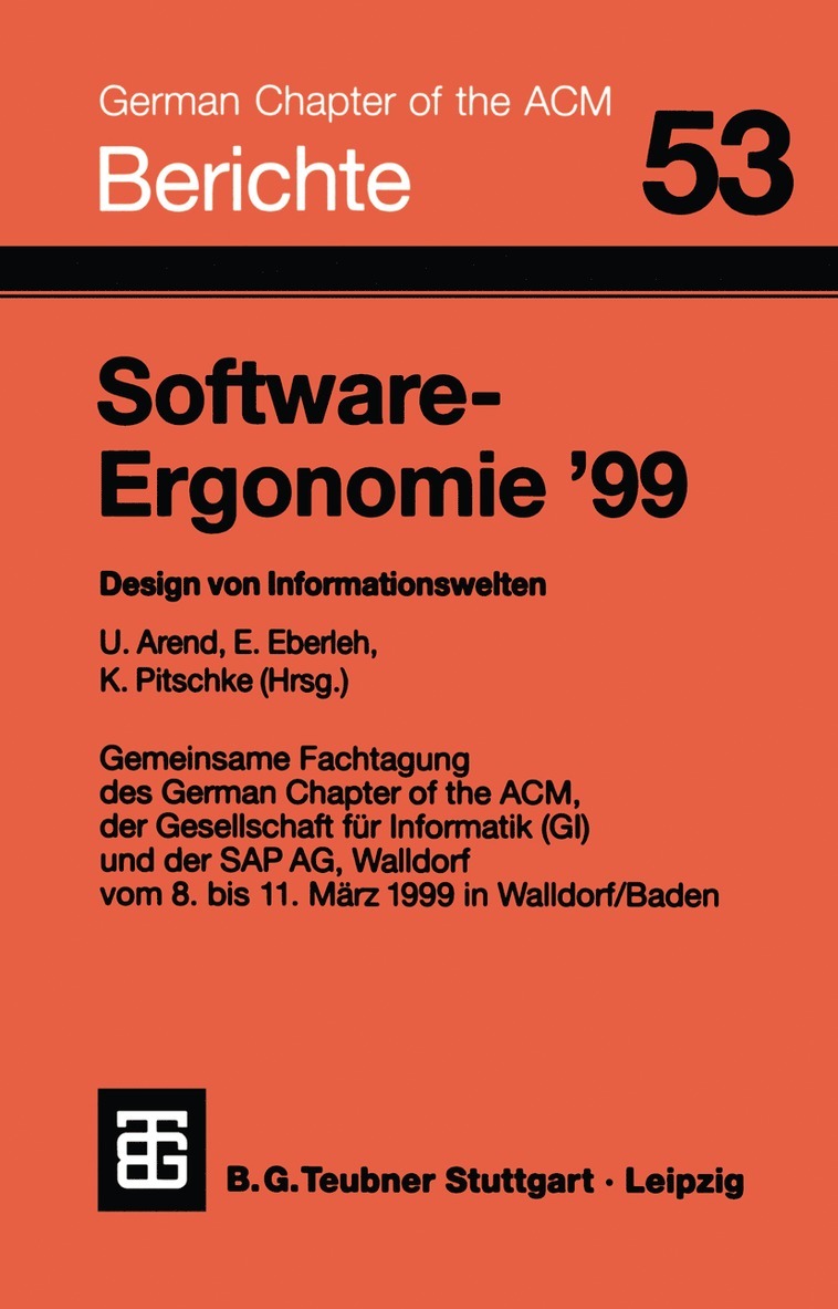 Udo Arend, Edmund Eberleh, Knut Pitschke - Software-Ergonomie ’99, Häftad