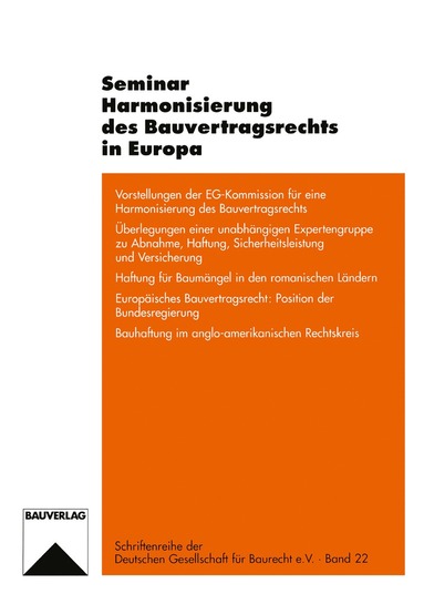 bokomslag Seminar Harmonisierung des Bauvertragsrechts in Europa