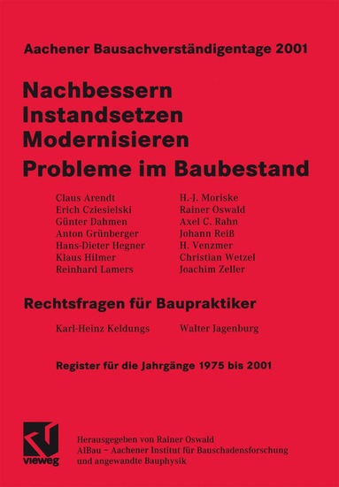 Rainer Oswald - Aachener Bausachverständigentage 2001, Häftad