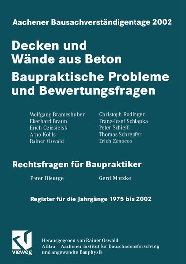 Rainer Oswald - Aachener Bausachverständigentage 2002, Häftad