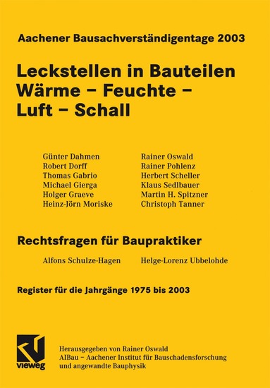 Rainer Oswald - Aachener Bausachverständigentage 2003, Häftad