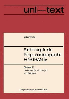 bokomslag Einfhrung in die Programmiersprache FORTRAN IV