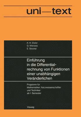 bokomslag Einführung in die Differentialrechnung von Funktionen einer unabhängigen Veränderlichen