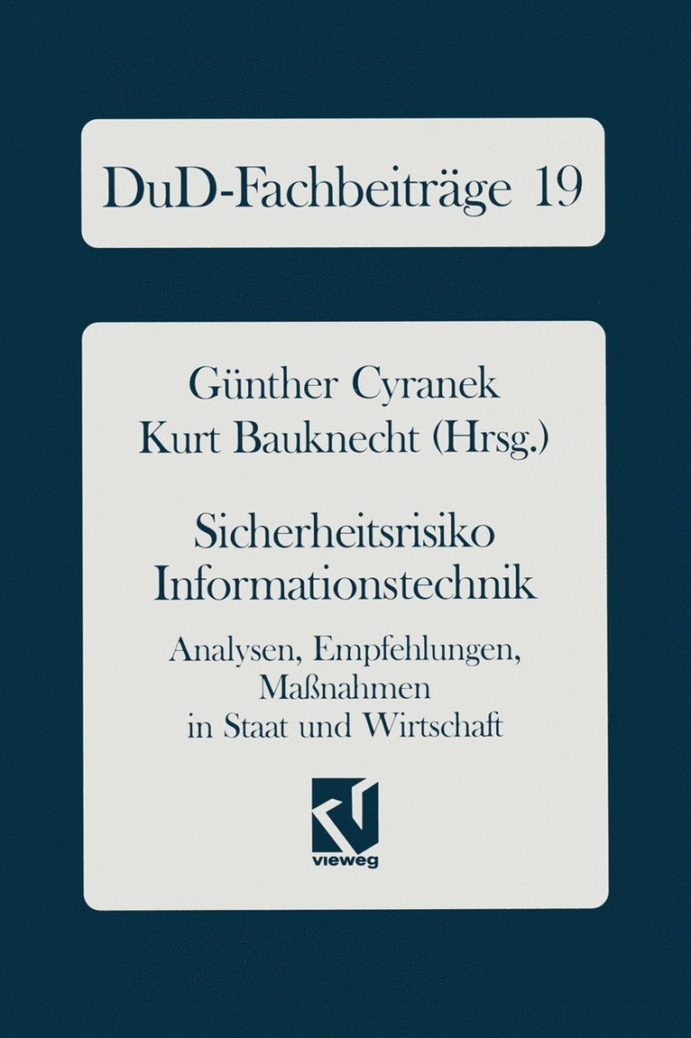 Günther Cyranek, Kurt Bauknecht - Sicherheitsrisiko Informationstechnik, Häftad