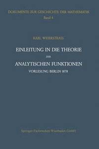 bokomslag Einleitung in die Theorie der analytischen Funktionen