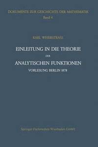 bokomslag Einleitung in die Theorie der analytischen Funktionen