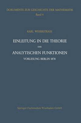 bokomslag Einleitung in die Theorie der analytischen Funktionen