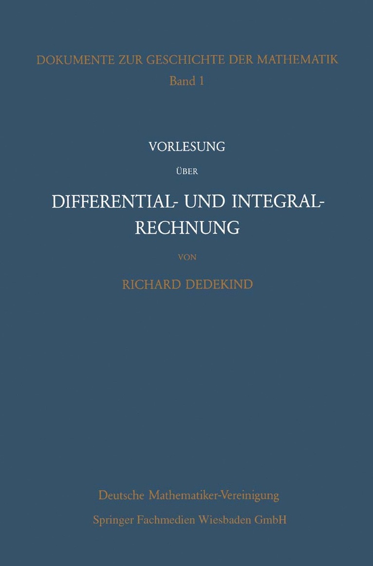 Vorlesung ber Differential- und Integralrechnung 1861/62 1