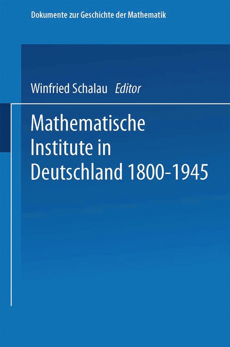 Mathematische Institute in Deutschland 18001945 1