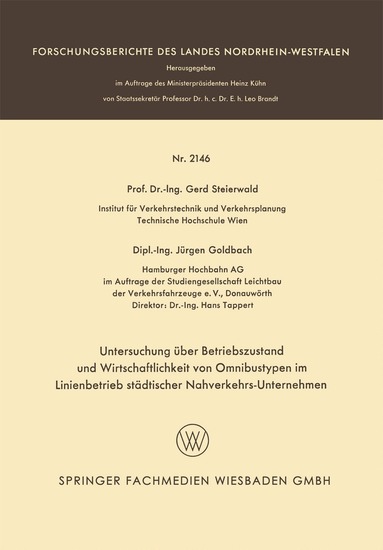 Gerd Steierwald - Untersuchung über Betriebszustand und Wirtschaftlichkeit von Omnibustypen im Linienbetrieb städtischer Nahverkehrs-Unternehmen, Häftad