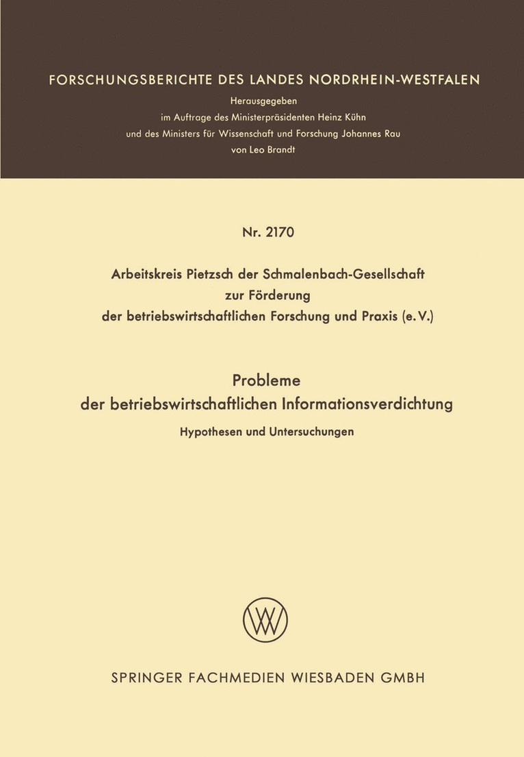 Probleme der betriebswirtschaftlichen Informationsverdichtung