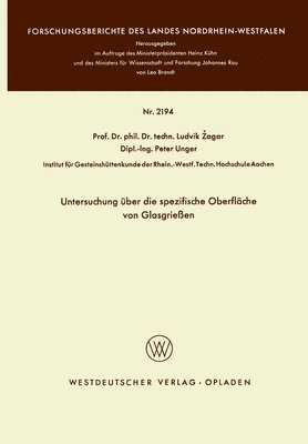 bokomslag Untersuchung über die spezifische Oberfläche von Glasgrießen