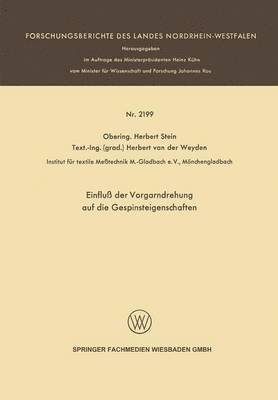 Einfluß der Vorgarndrehung auf die Gespinsteigenschaften