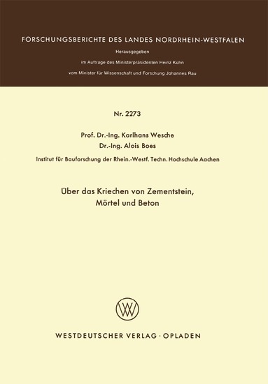 Karlhans Wesche - Über das Kriechen von Zementstein, Mörtel und Beton, Häftad