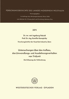 bokomslag Untersuchungen über den Aufbau, das Umwandlungs- und Ausdehnungsverhalten von Tridymit: Die Erfassung der Fehlordnung