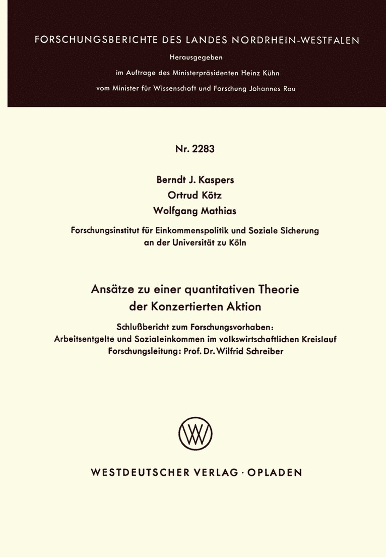 Berndt J. Kaspers - Ansätze zu einer quantitativen Theorie der Konzertierten Aktion, Häftad