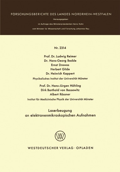 Ludwig Reimer - Laserbeugung an elektronenmikroskopischen Aufnahmen, Häftad