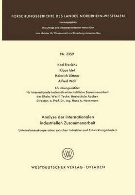 Karl Frerichs - Analyse der internationalen industriellen Zusammenarbeit, Häftad