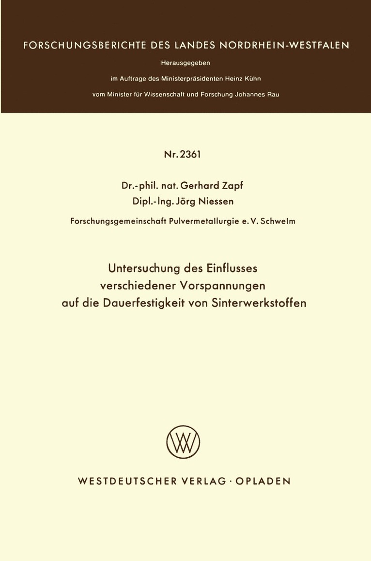 Untersuchung des Einflusses verschiedener Vorspannungen auf die Dauerfestigkeit von Sinterwerkstoffen