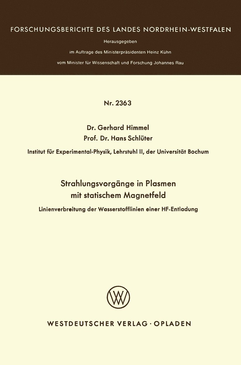 Strahlungsvorgänge in Plasmen mit statischem Magnetfeld