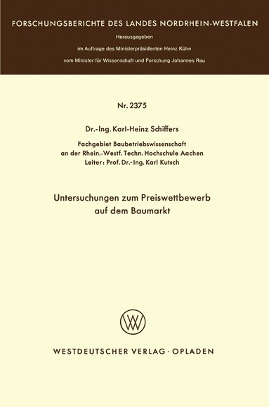 bokomslag Untersuchungen zum Preiswettbewerb auf dem Baumarkt