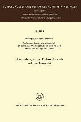 Untersuchungen zum Preiswettbewerb auf dem Baumarkt 1