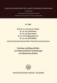 bokomslag Synthese und Eigenschaften von heterocyclischen Verbindungen mit Adamantan-Struktur